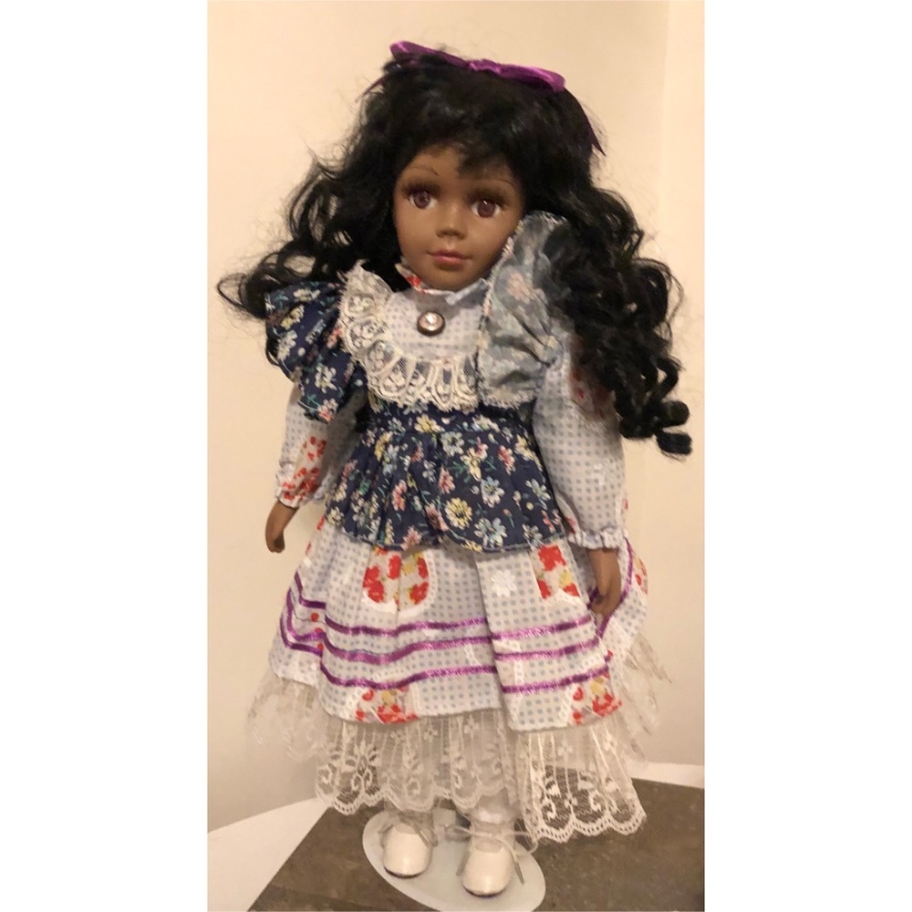 Vintage Brown Doll with Long Hair w Curls - Unique